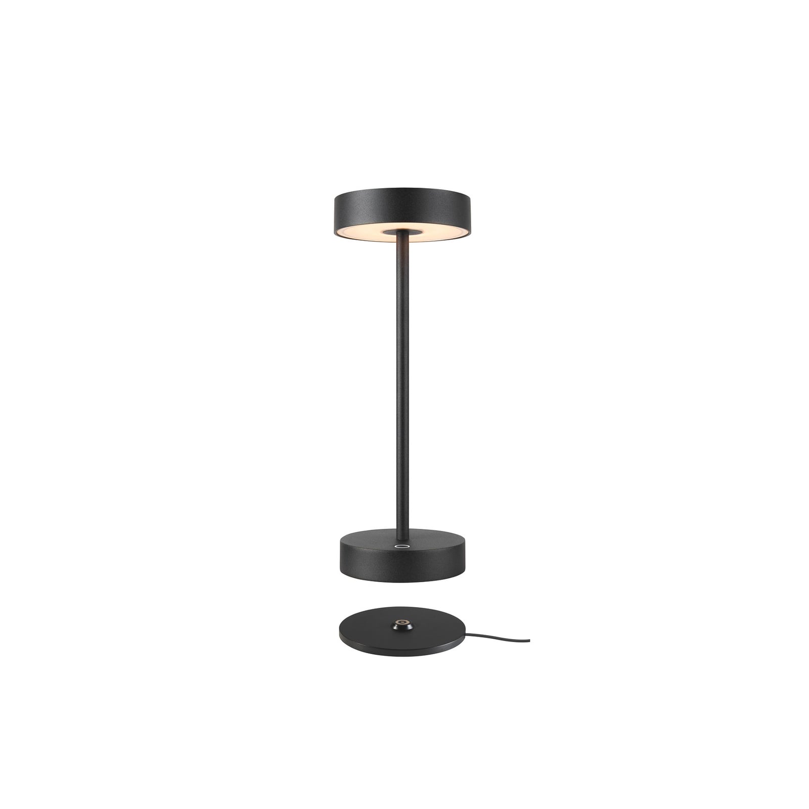 LED oppladbar bordlampe Vinolina svart CCT dimbar front
