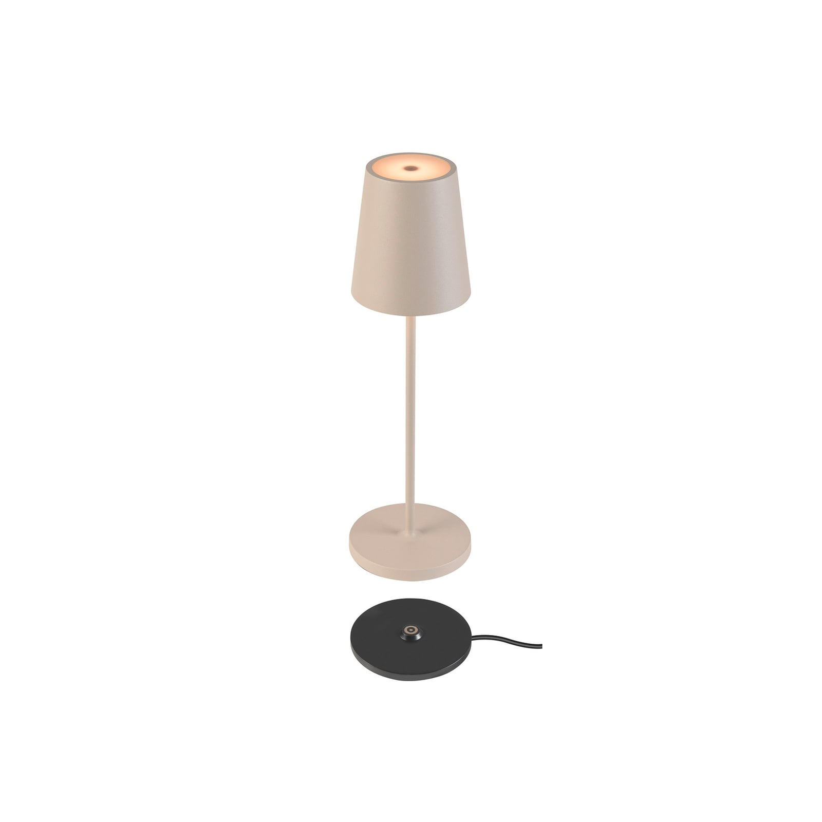LED oppladbar bordlampe Vinolina Two aluminium CCT IP65 forfra