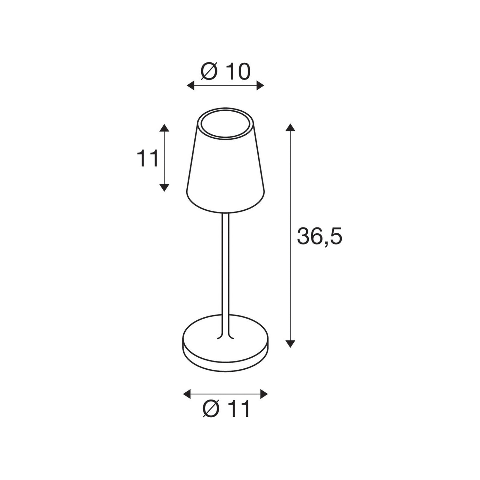 Montert LED oppladbar bordlampe Vinolina Two aluminium CCT IP65