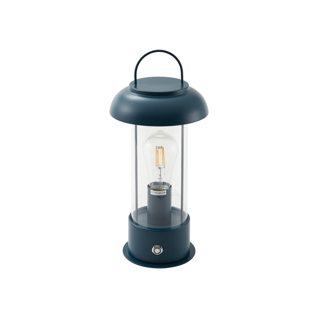 LED oppladbar bordlampe Yvette glass blå IP44 dimbar montert