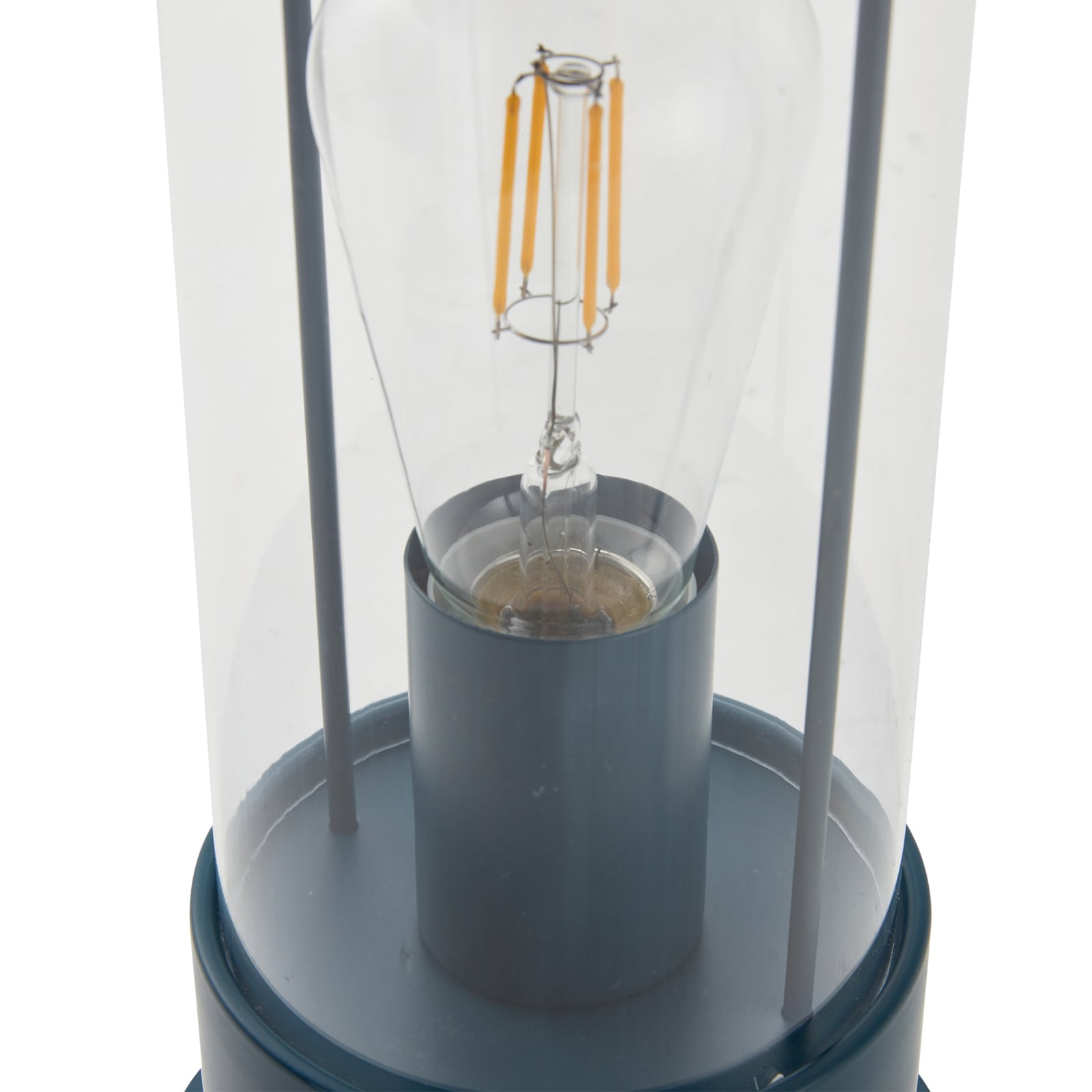 LED oppladbar bordlampe Yvette glass blå IP44 dimbar med USB-C kabel