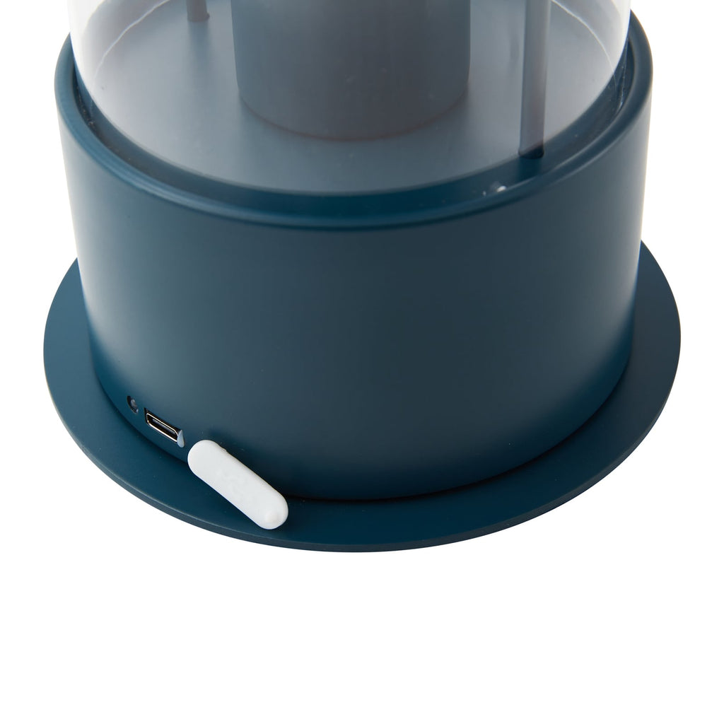 LED oppladbar bordlampe Yvette glass blå IP44 dimbar detalj av materiale
