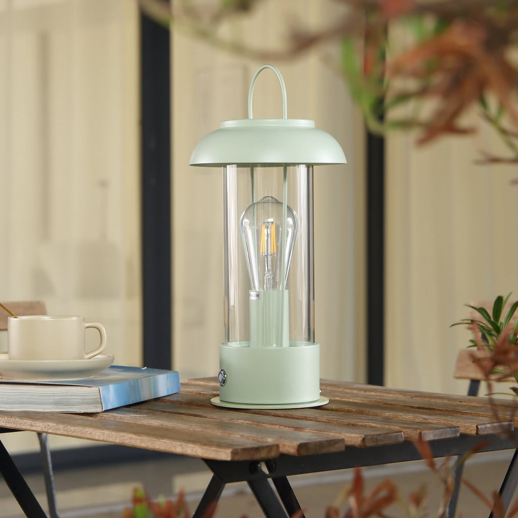 LED oppladbar bordlampe Yvette glass grønn IP44 dimbar bakside