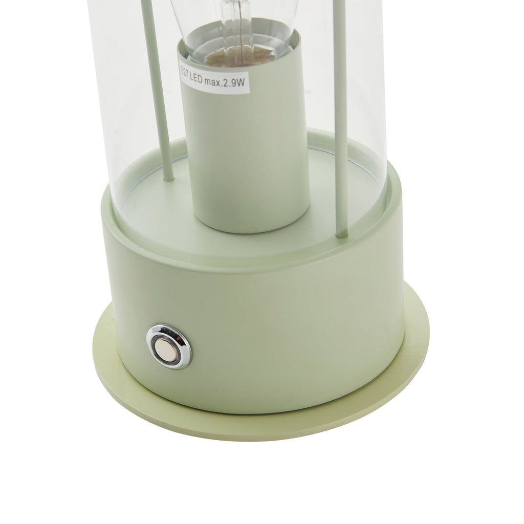 LED oppladbar bordlampe Yvette glass grønn IP44 dimbar med USB-kabel