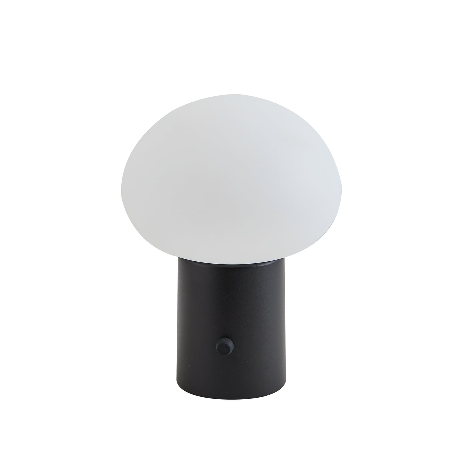 LED oppladbar bordlampe Zelie dimbar svart aluminium IP44 montert på bord