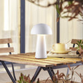 LED oppladbar bordlampe Zyre hvit IP44 berøringsdimmer forfra