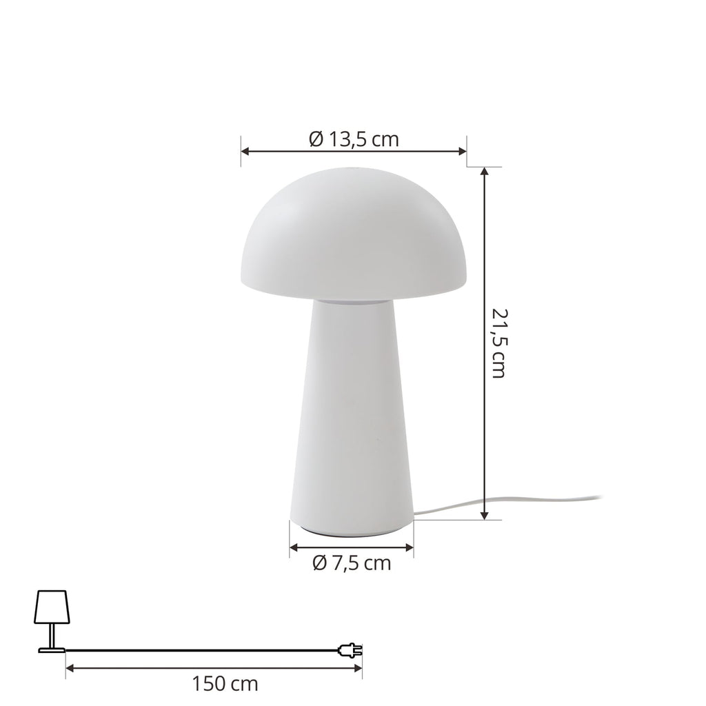 LED oppladbar bordlampe Zyre hvit IP44 berøringsdimmer detalj av berøringsdimmer