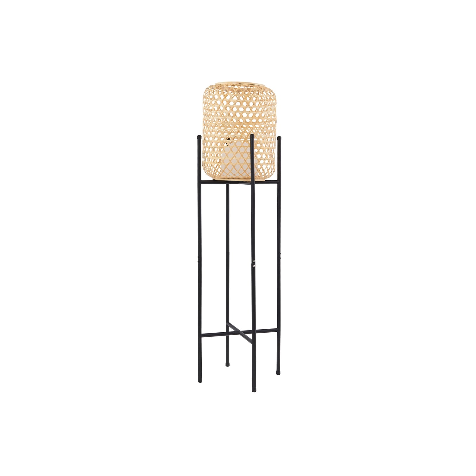 LED oppladbar gulvlampe Adebi dimbar bambus Ø32,5 cm IP44 montert ute