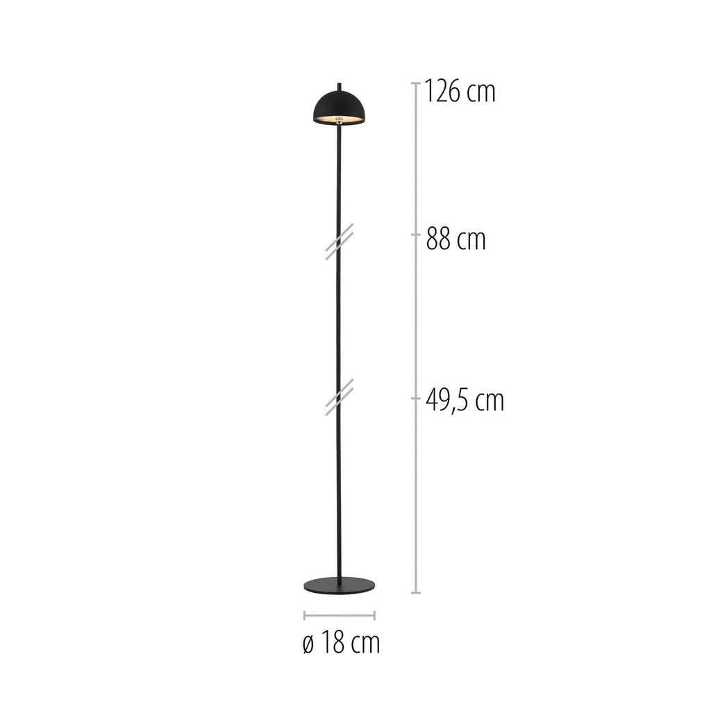Detalj av LED oppladbar gulvlampe Bellies dimbar svart IP54