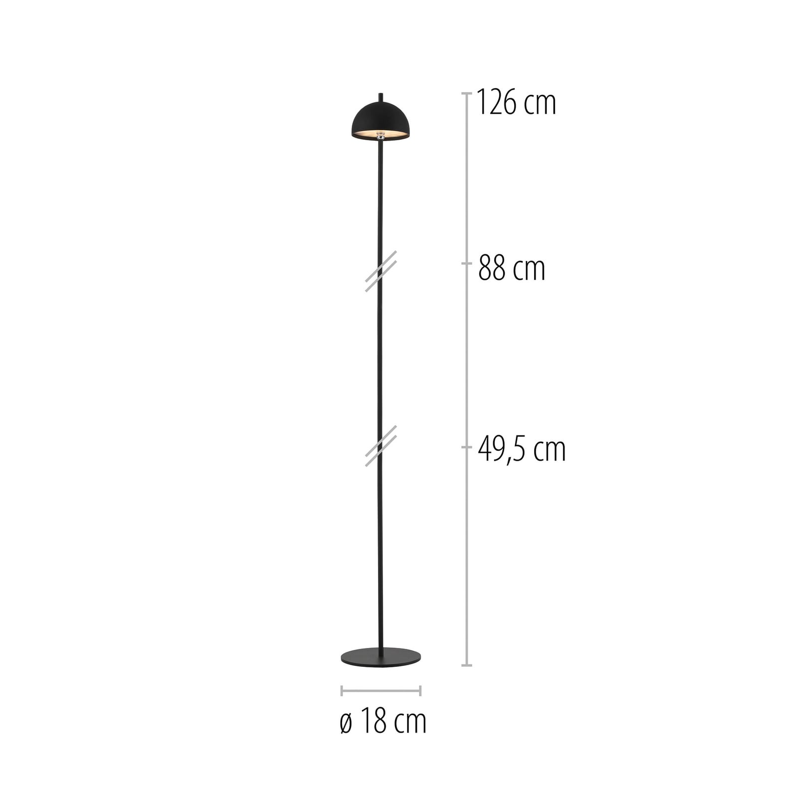 Detalj av LED oppladbar gulvlampe Bellies dimbar svart IP54