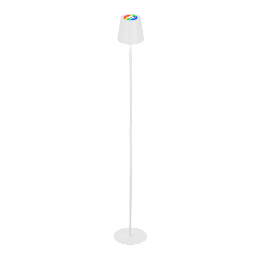LED oppladbar gulvlampe Coloris hvit dimbar RGB IP44 Briloner sett forfra