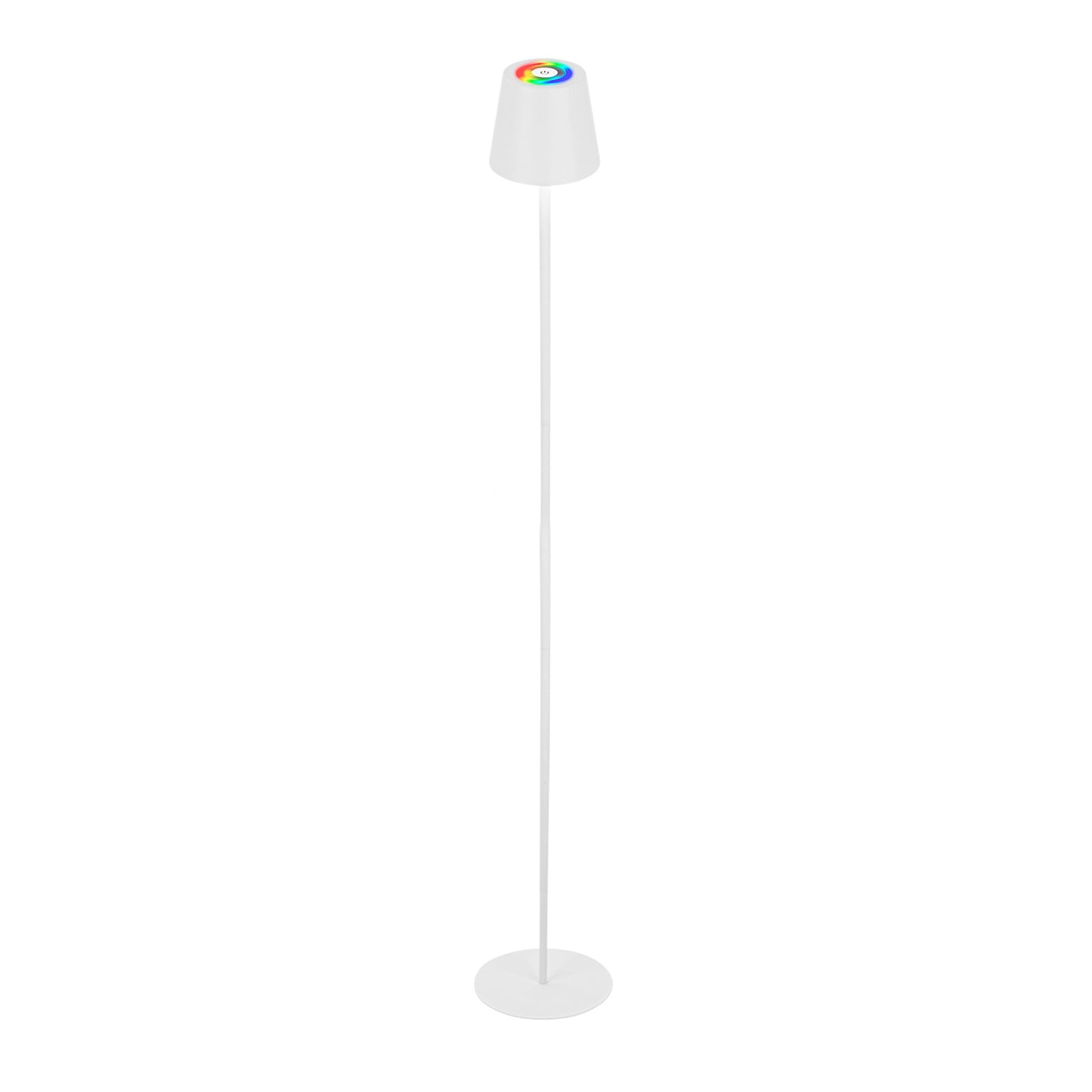 LED oppladbar gulvlampe Coloris hvit dimbar RGB IP44 Briloner sett forfra