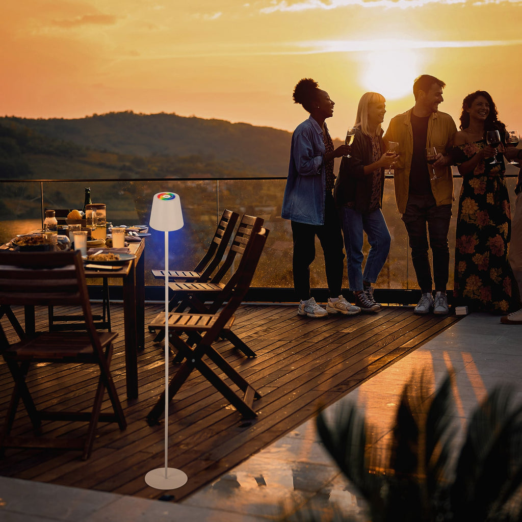 LED oppladbar gulvlampe Coloris hvit dimbar RGB IP44 Briloner bakside