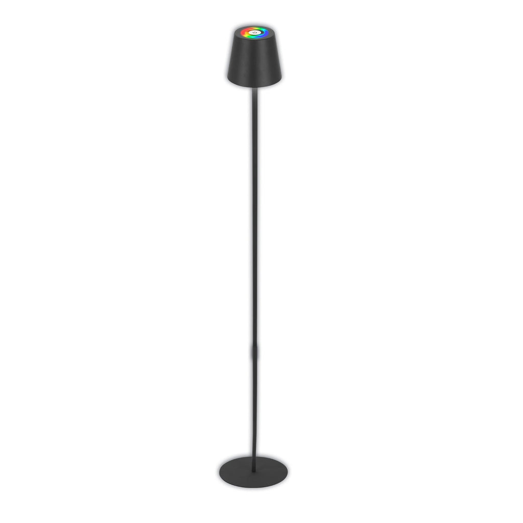 LED oppladbar gulvlampe Coloris svart dimbar RGB IP44 - Briloner forfra