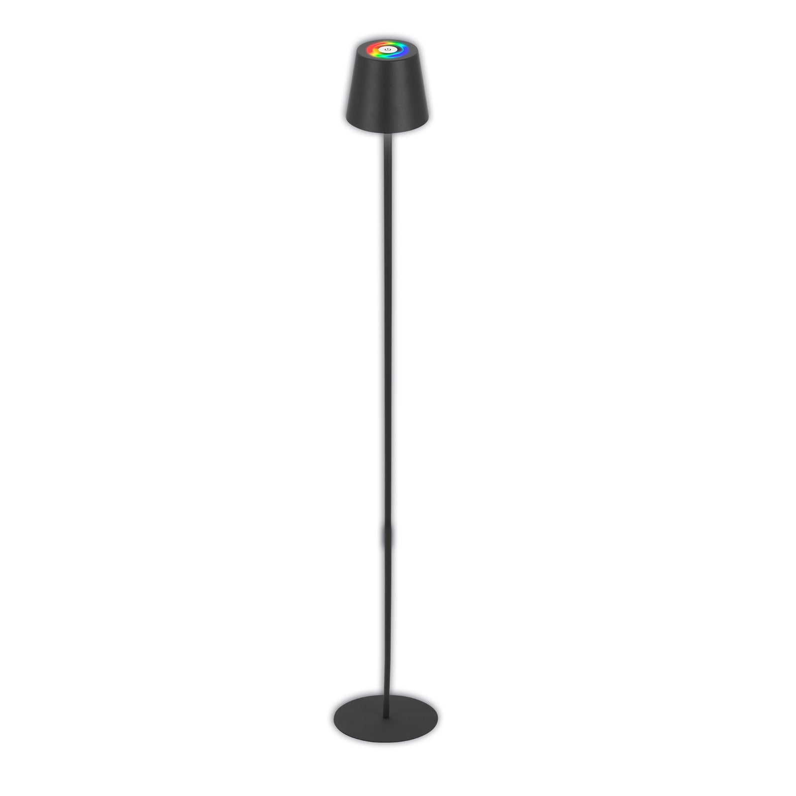 LED oppladbar gulvlampe Coloris svart dimbar RGB IP44 - Briloner forfra