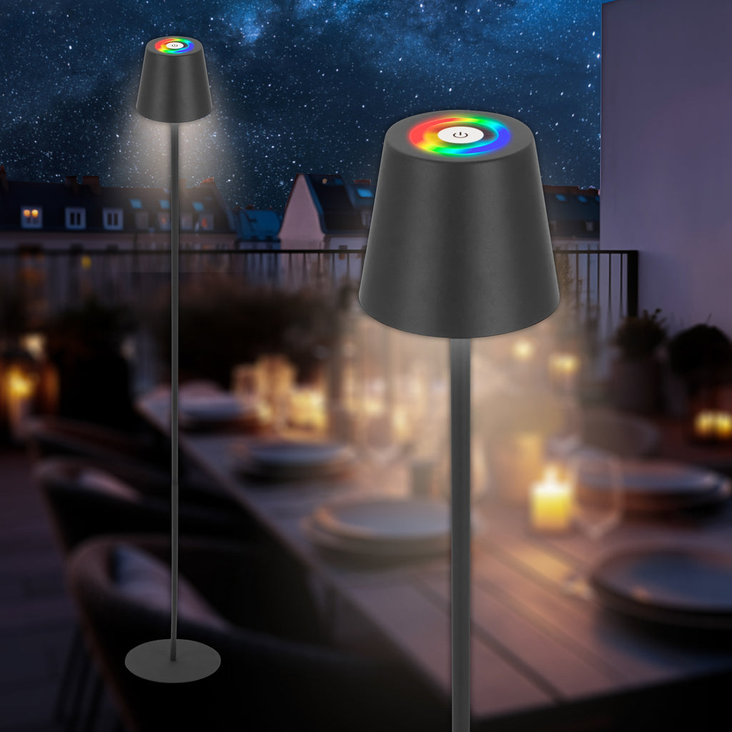 LED oppladbar gulvlampe Coloris svart dimbar RGB IP44 - Briloner nærbilde