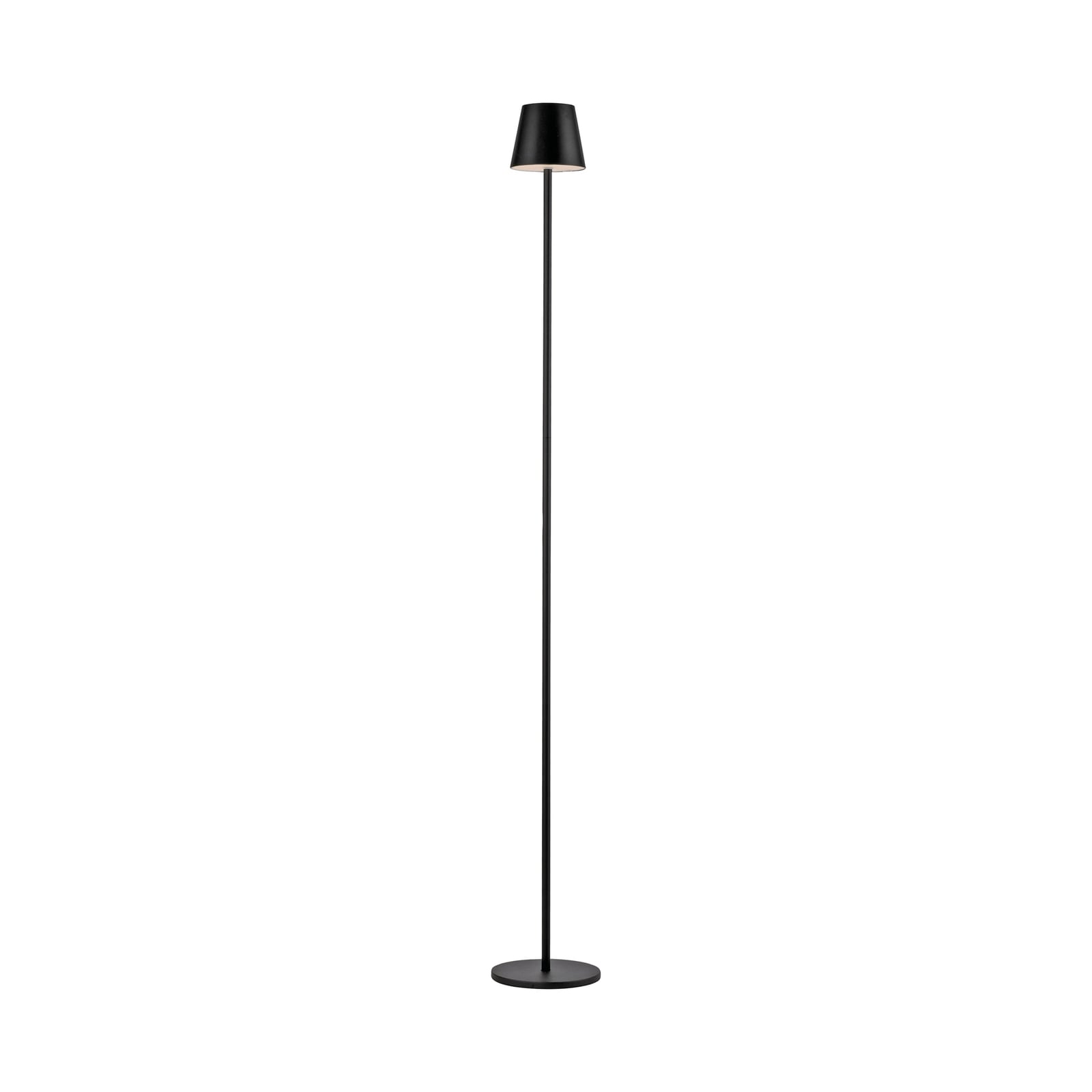 LED oppladbar gulvlampe Euria dimbar svart IP54 detalj av lampeskjerm