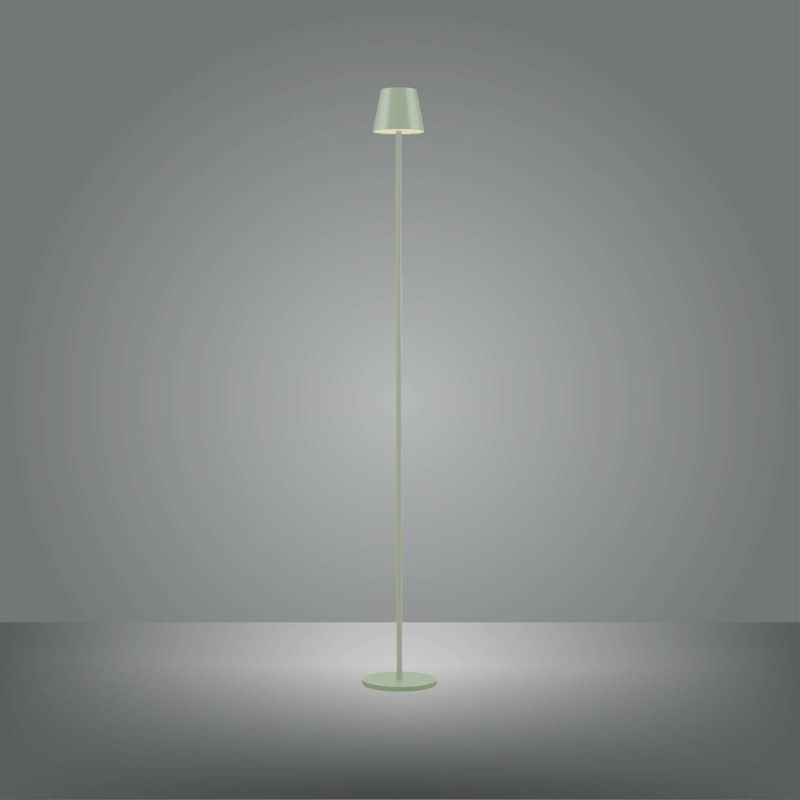 LED oppladbar gulvlampe Euria grønn IP54 dimbar nærbilde av touchdimmer