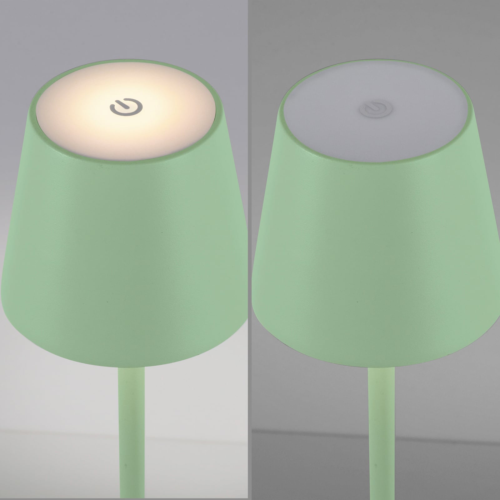 LED oppladbar gulvlampe Euria grønn IP54 dimbar USB ladekabel