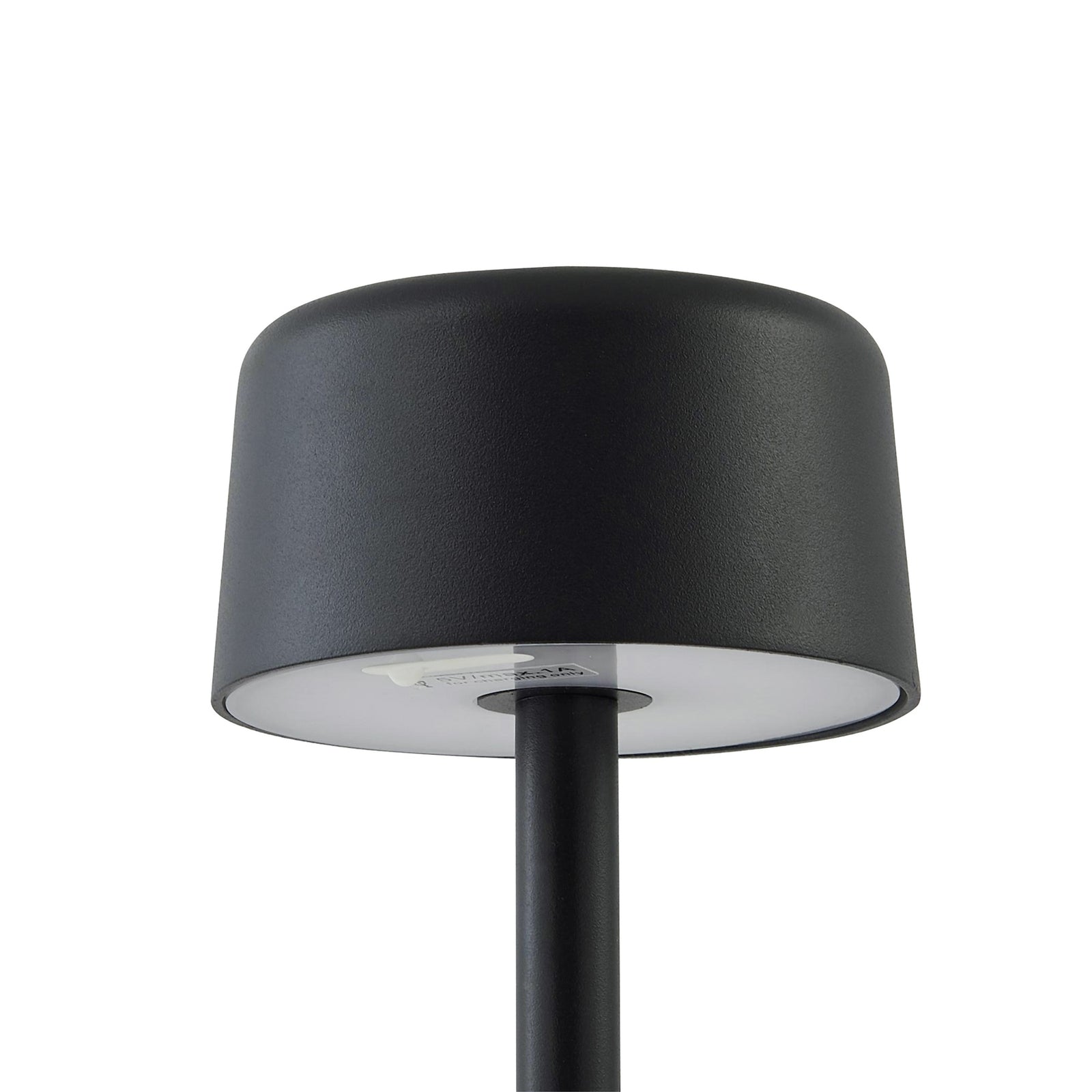 LED oppladbar gulvlampe Isason dimbar svart aluminium med USB-C ladekabel