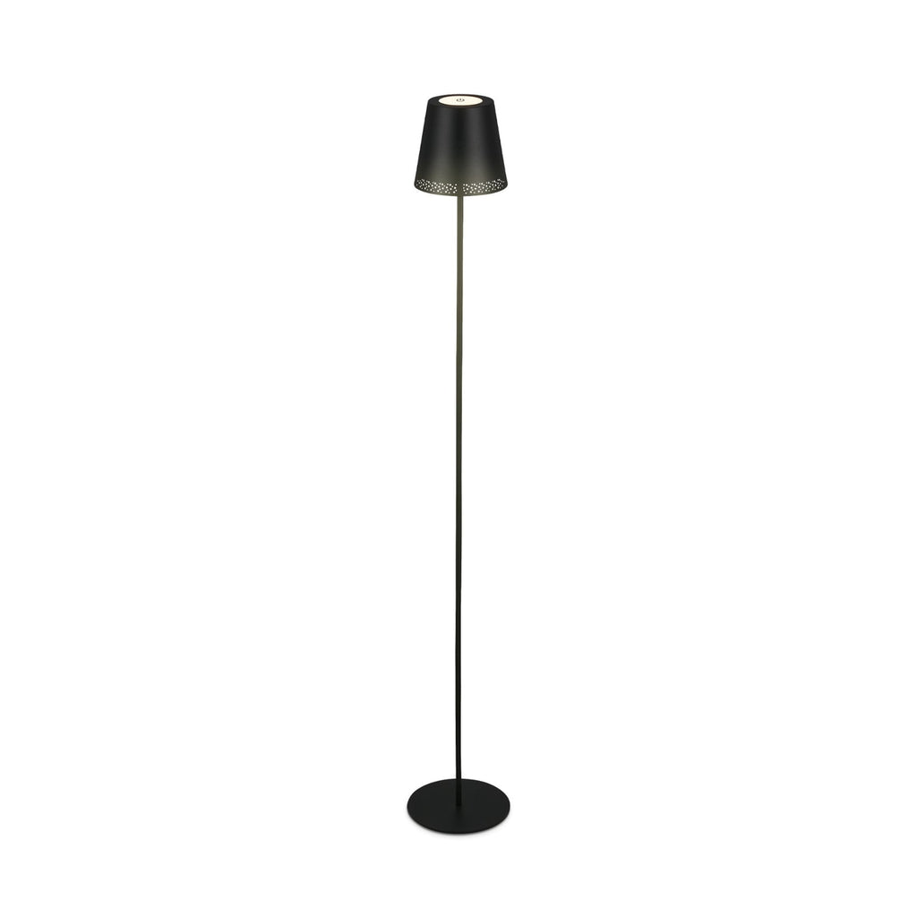LED oppladbar gulvlampe Kiki høydejusterbar svart IP44 dimbar forfra