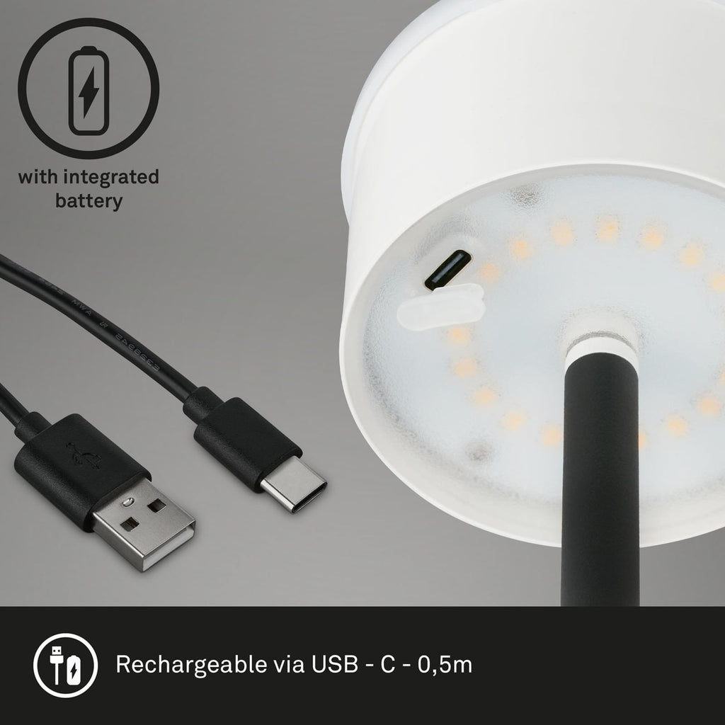 LED oppladbar gulvlampe Kiki høydejusterbar svart IP44 dimbar høydejustering