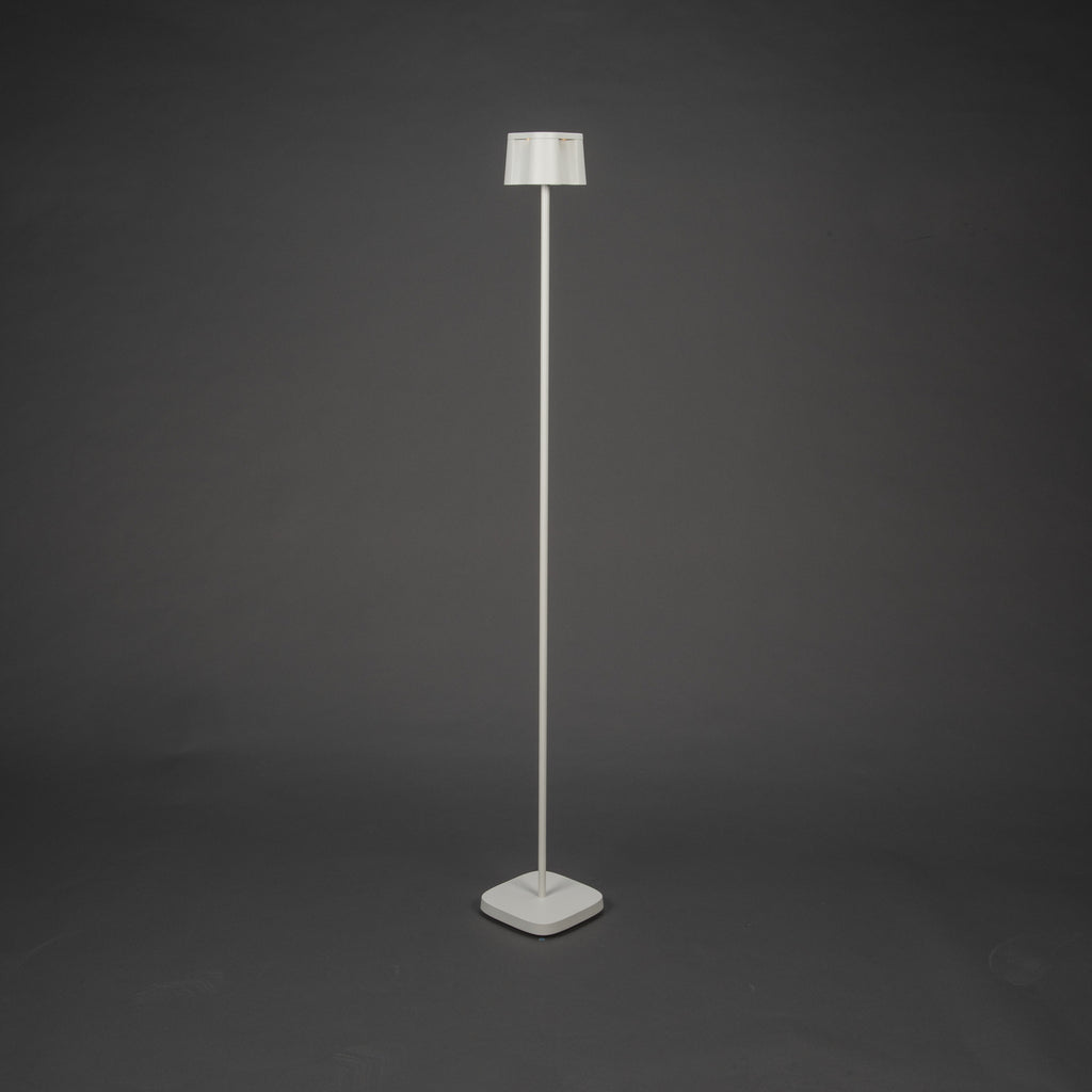 LED oppladbar gulvlampe Nice aluminium hvit IP54 dimbar CCT montert