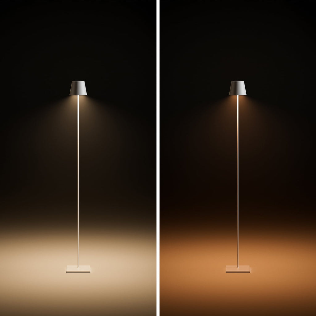 LED oppladbar gulvlampe Nuindie dimbar hvit nærbilde av touch-dimmer