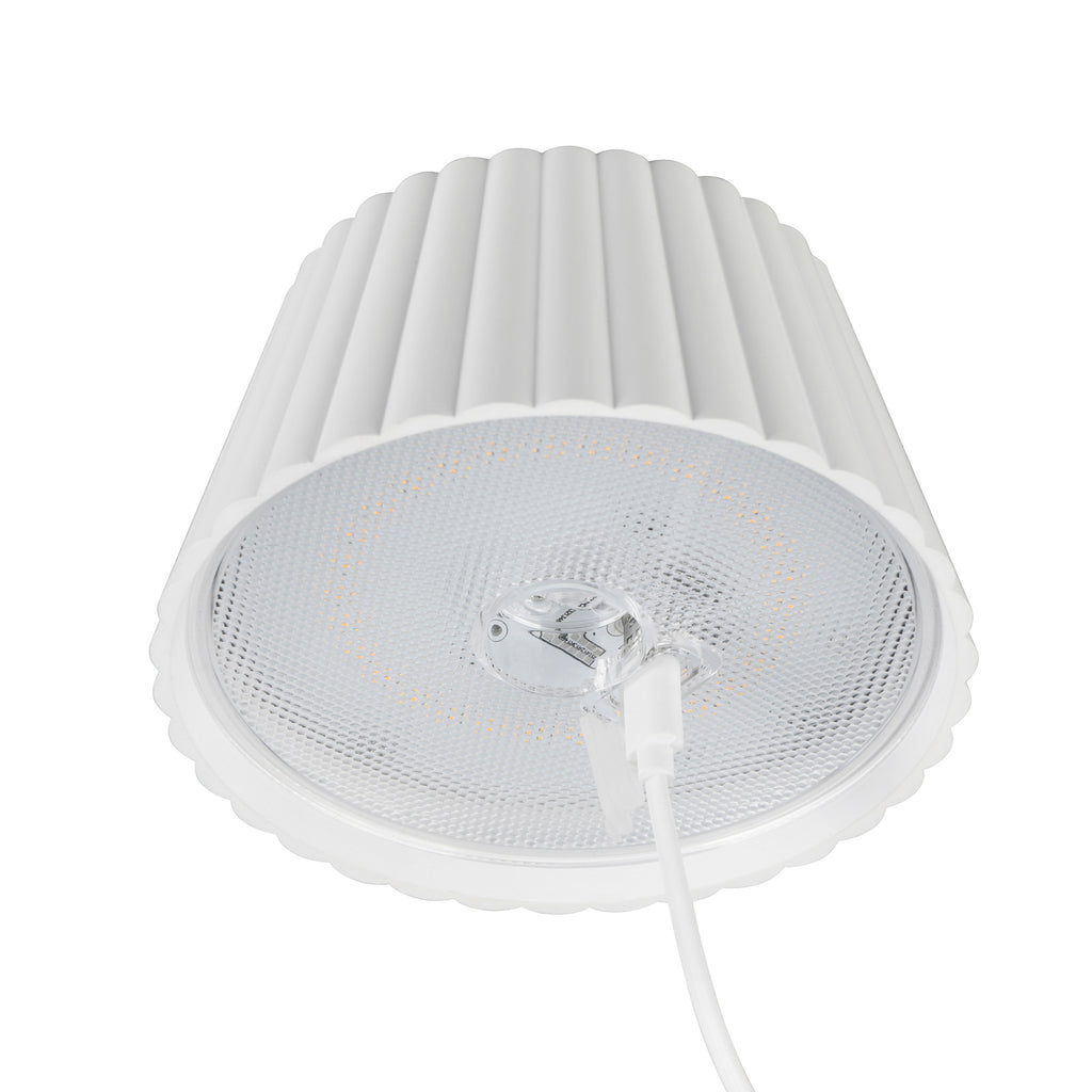 LED oppladbar gulvlampe Suarez dimbar hvit 123 cm lys i mørket