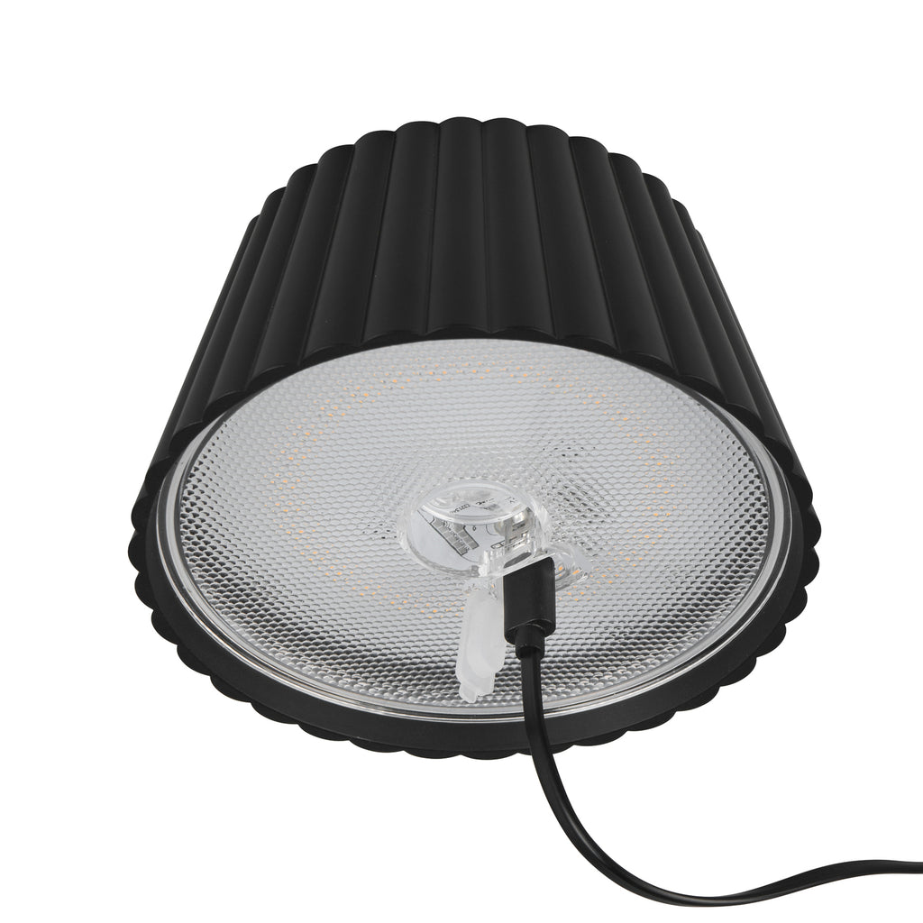 LED oppladbar gulvlampe Suarez dimbar svart H123 cm nærbilde av lampeskjerm