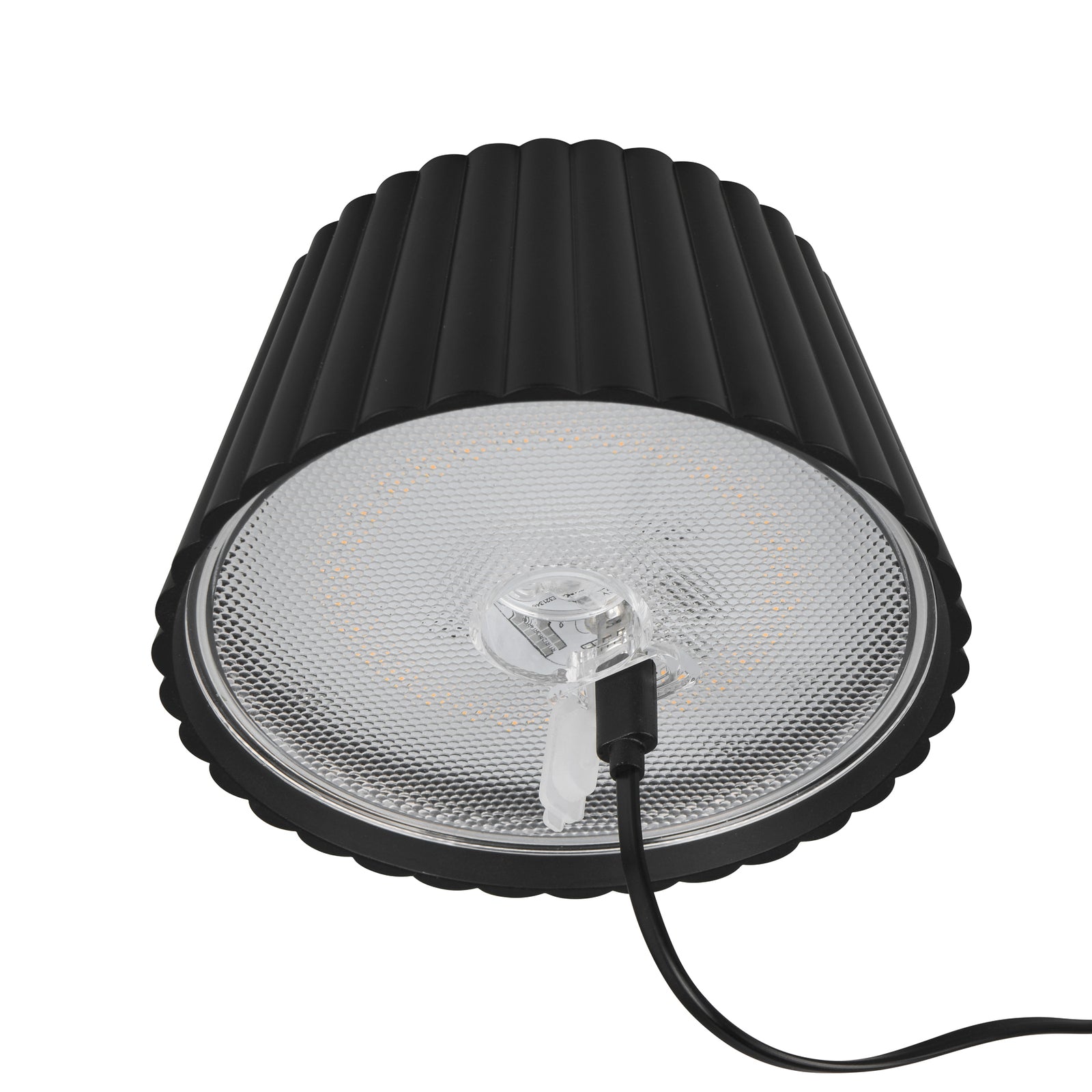 LED oppladbar gulvlampe Suarez dimbar svart H123 cm nærbilde av lampeskjerm