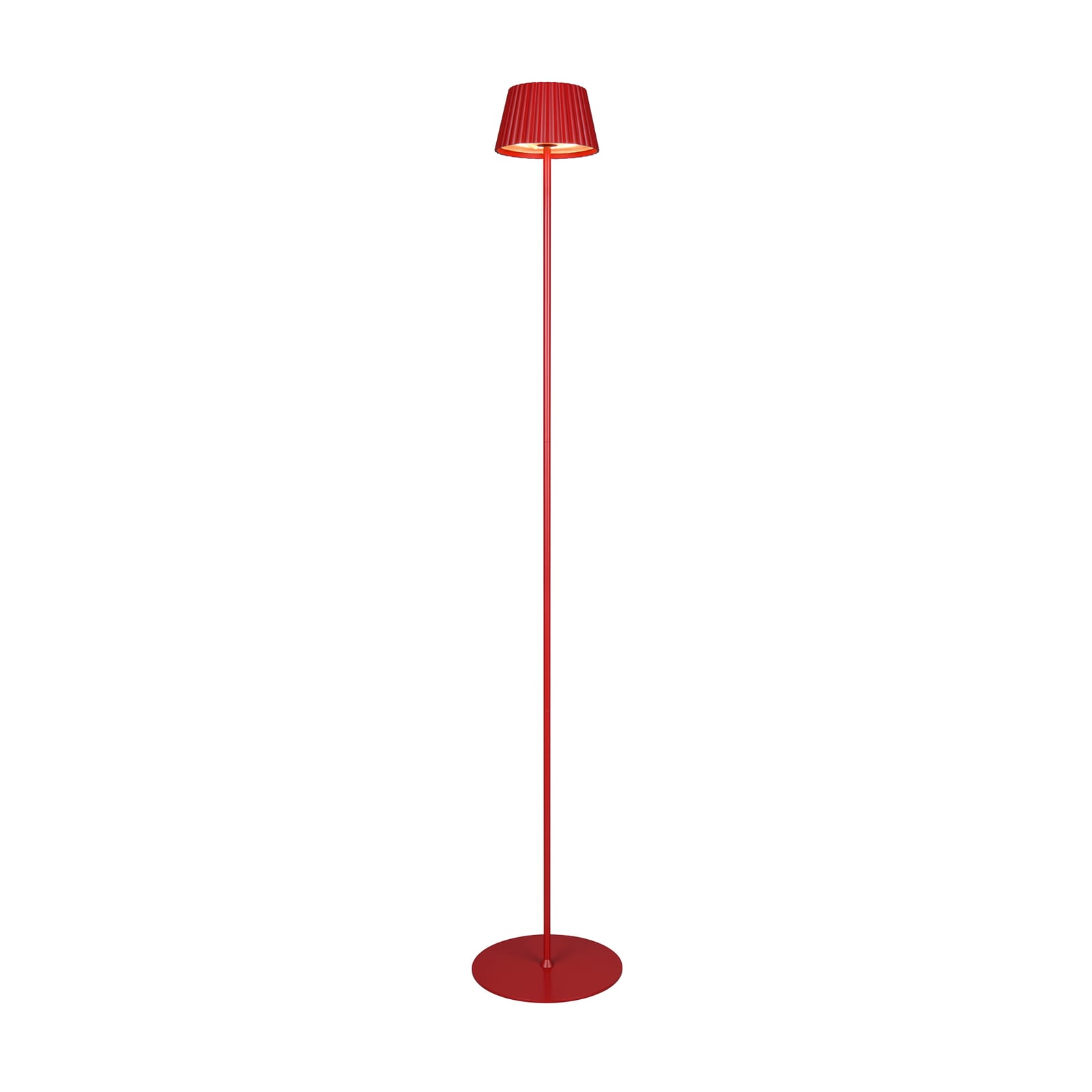 LED oppladbar gulvlampe Suarez rød 123 cm dimbar IP44 forfra