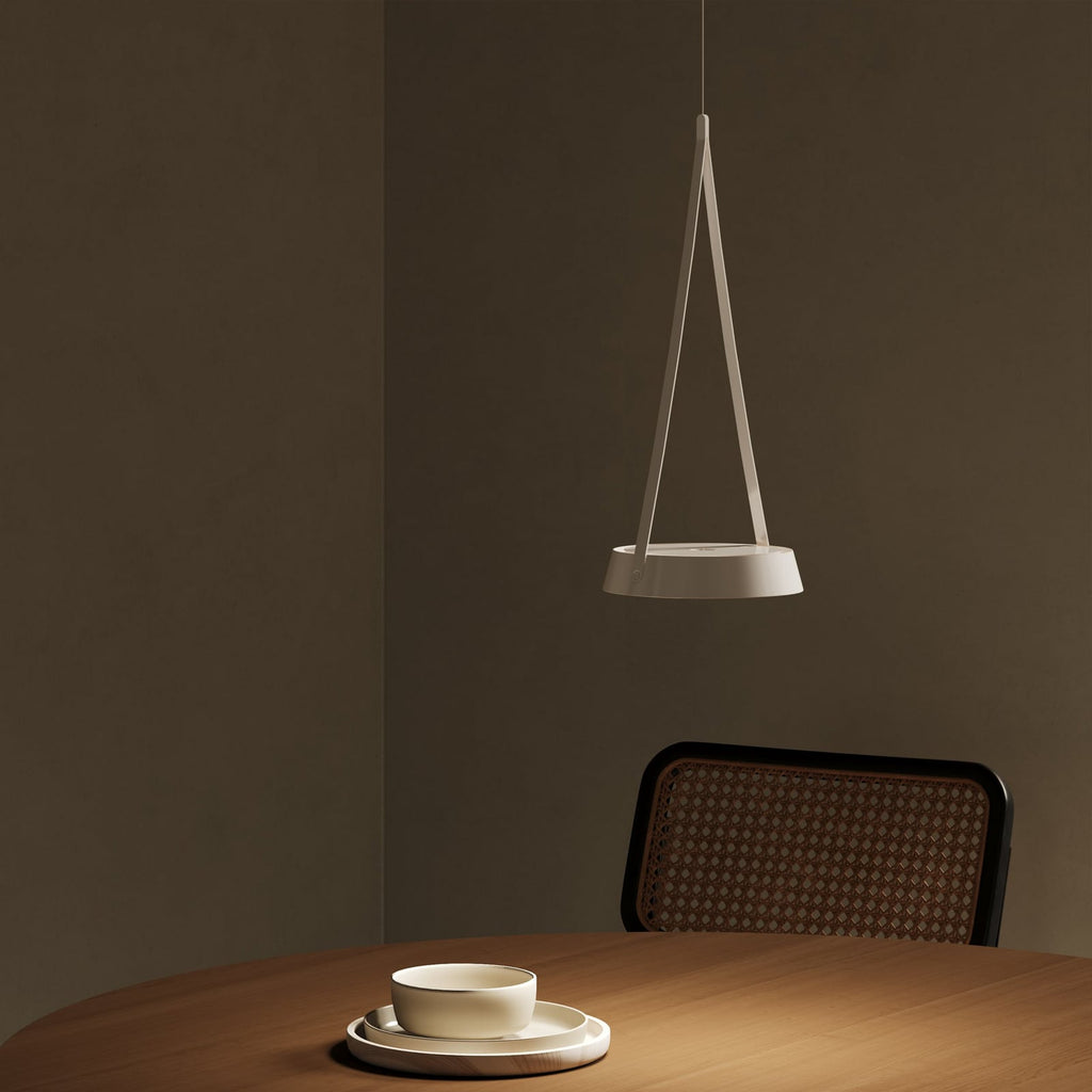 LED oppladbar pendellampe Mahina hvit aluminium Ø17 cm bakside