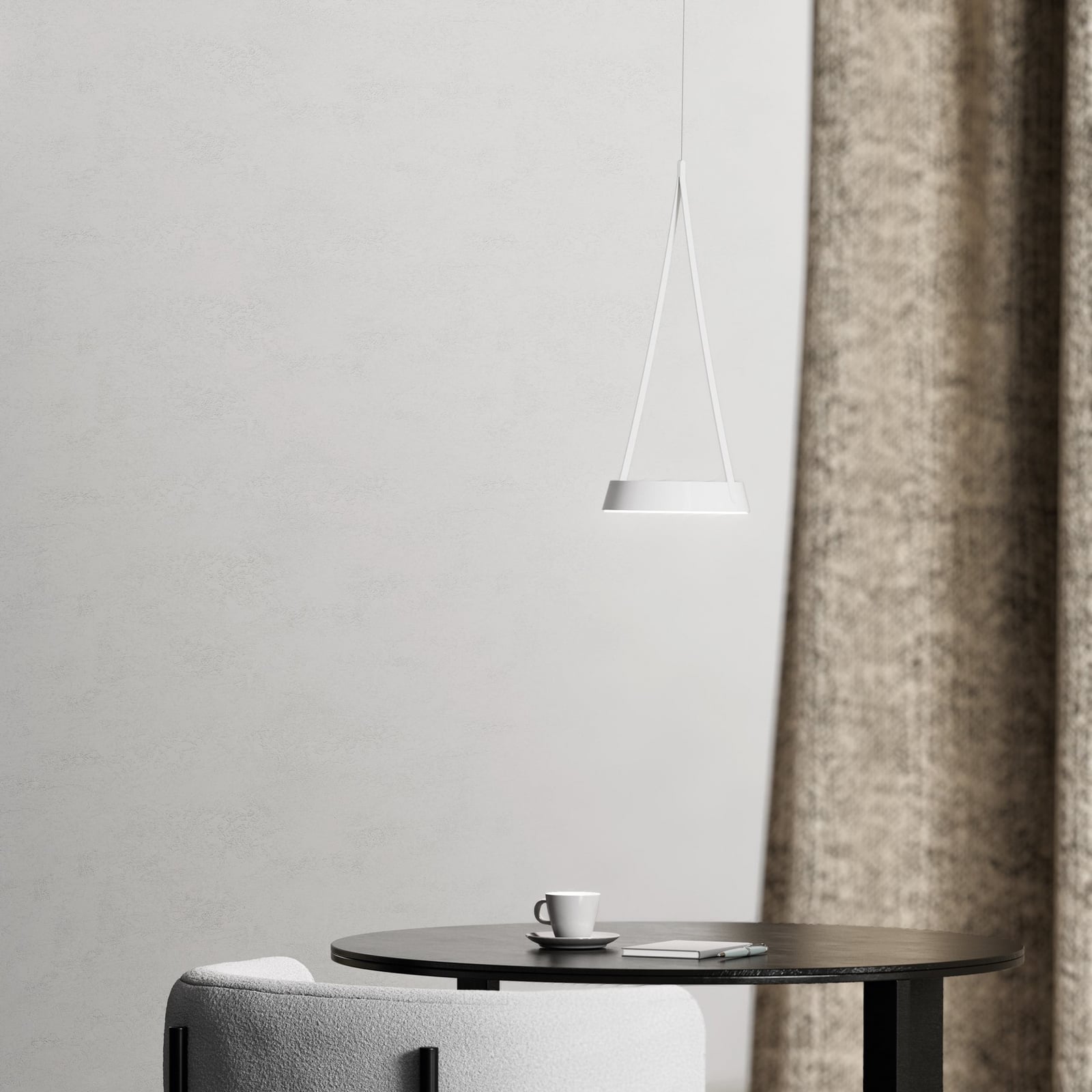 LED oppladbar pendellampe Mahina hvit aluminium Ø17 cm detalj av lampehode