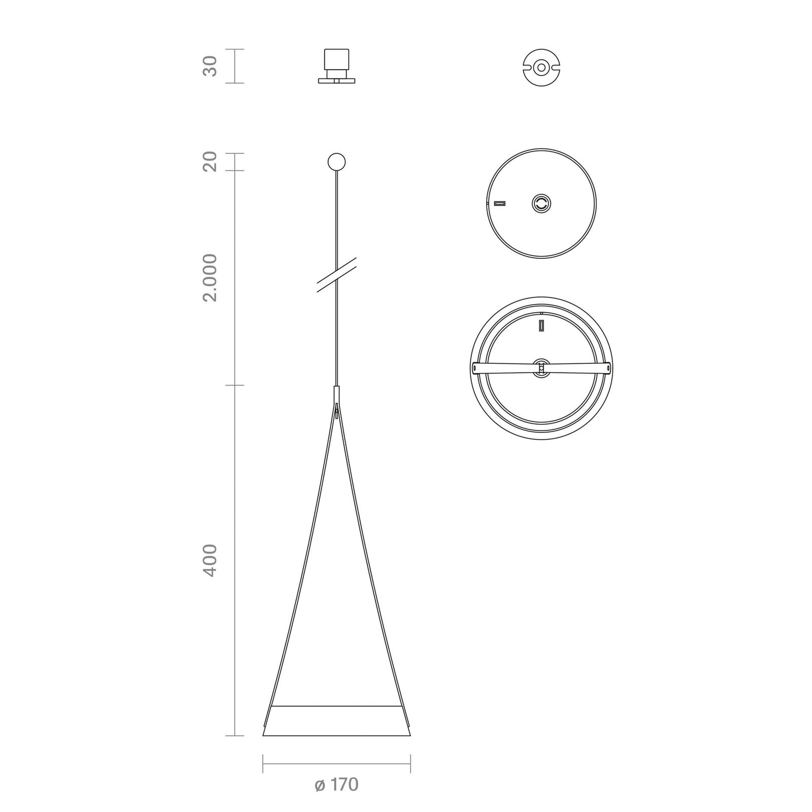 LED oppladbar pendellampe Mahina hvit aluminium Ø17 cm nærbilde av touch-sensor