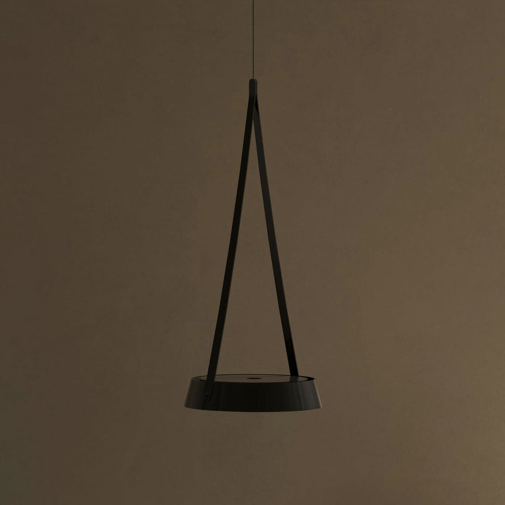 LED oppladbar pendellampe Mahina svart front