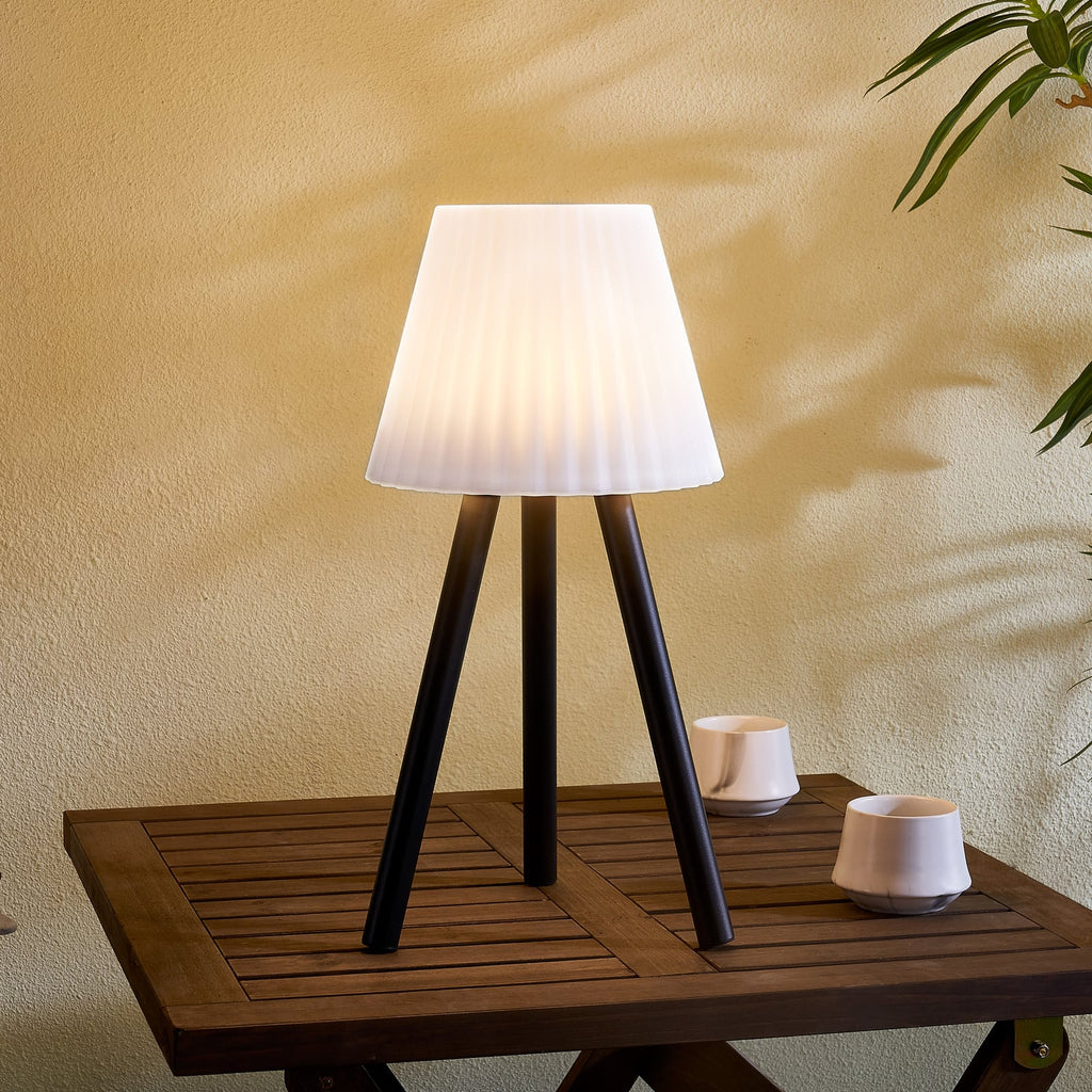 LED oppladbar utebordlampe Jaimy dimbar svart metall foran