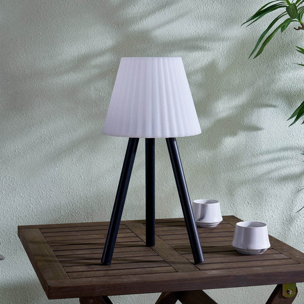 LED oppladbar utebordlampe Jaimy dimbar svart metall bakside