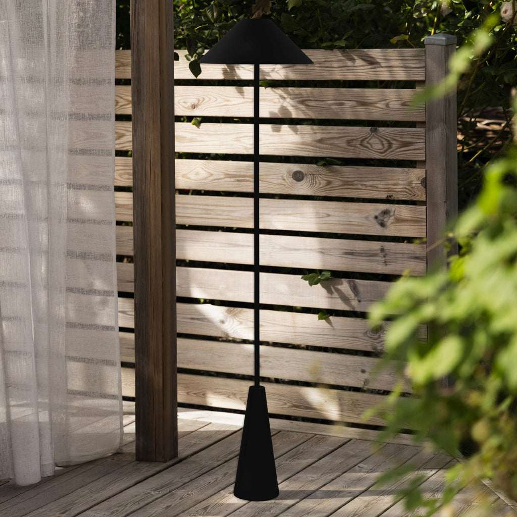 LED oppladbar utegulvlampe Cannes dimbar svart IP54 forfra