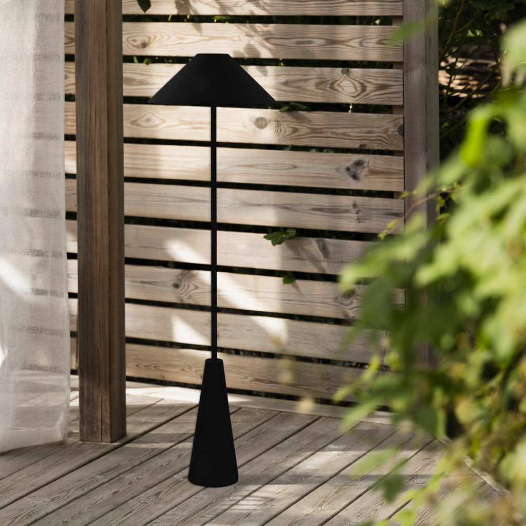 LED oppladbar utegulvlampe Cannes dimbar svart IP54 bakside