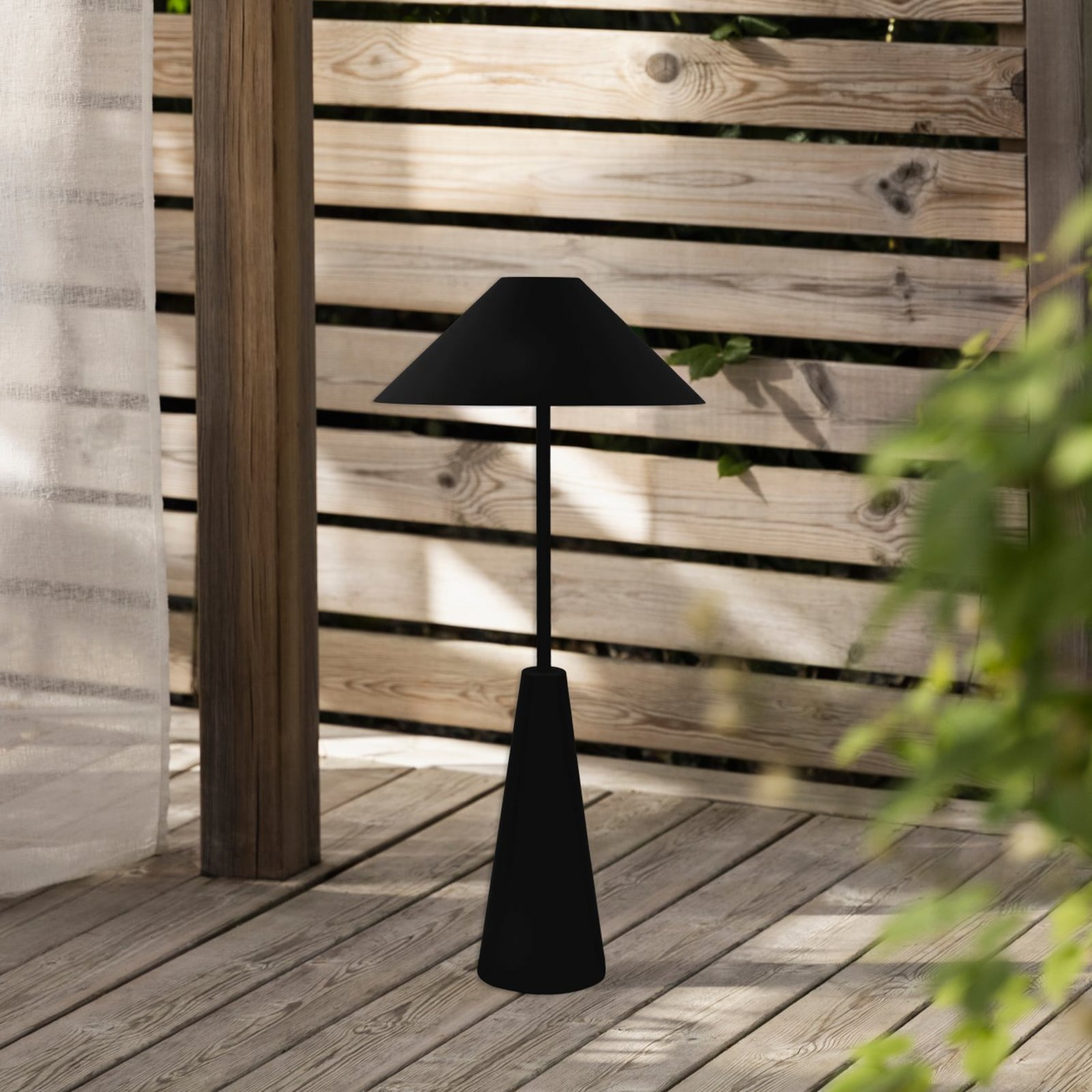 LED oppladbar utegulvlampe Cannes dimbar svart IP54 detalj av dimmer