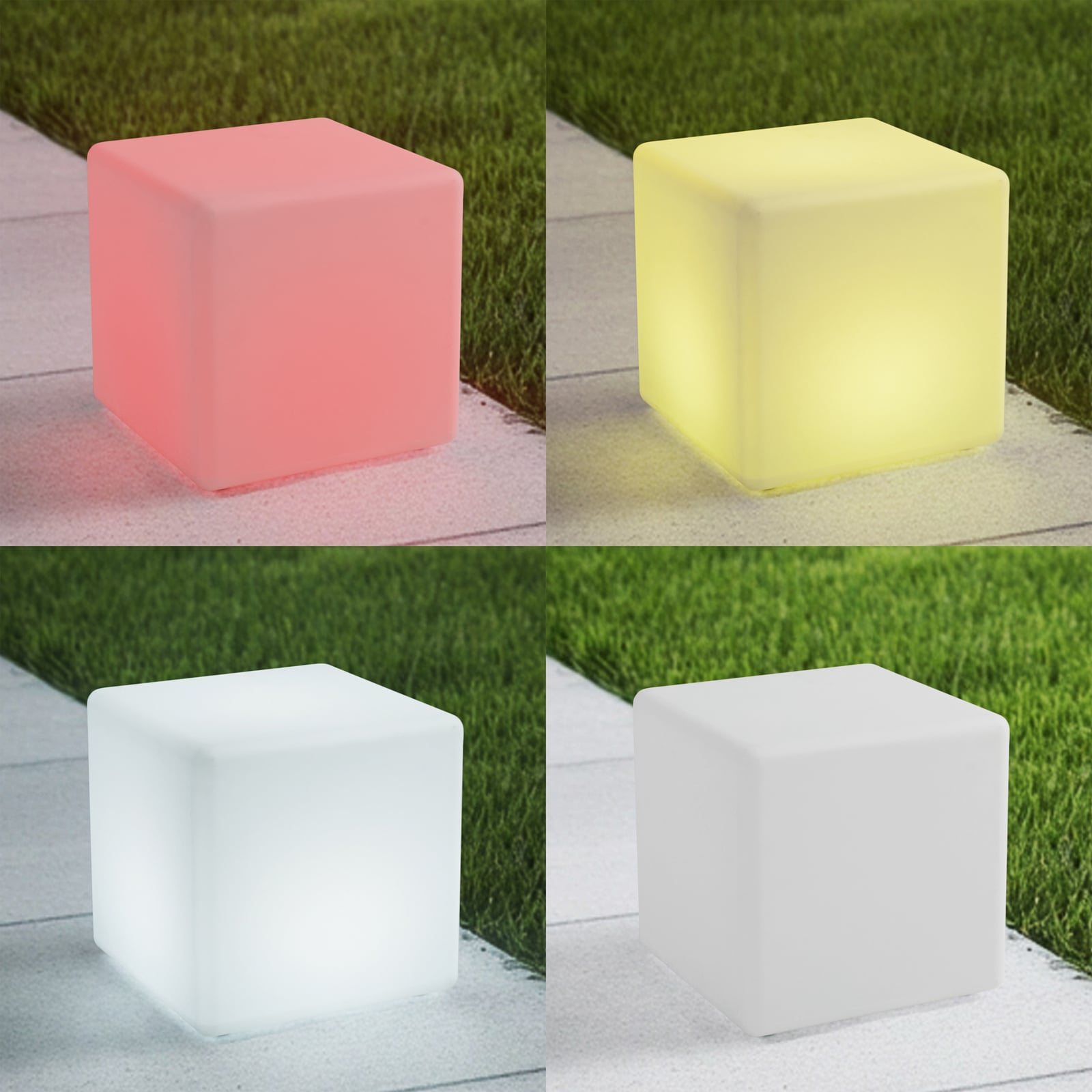 Detalj av LED oppladbar utelampe Cubara terning RGB dimbar IP54 - Lindby