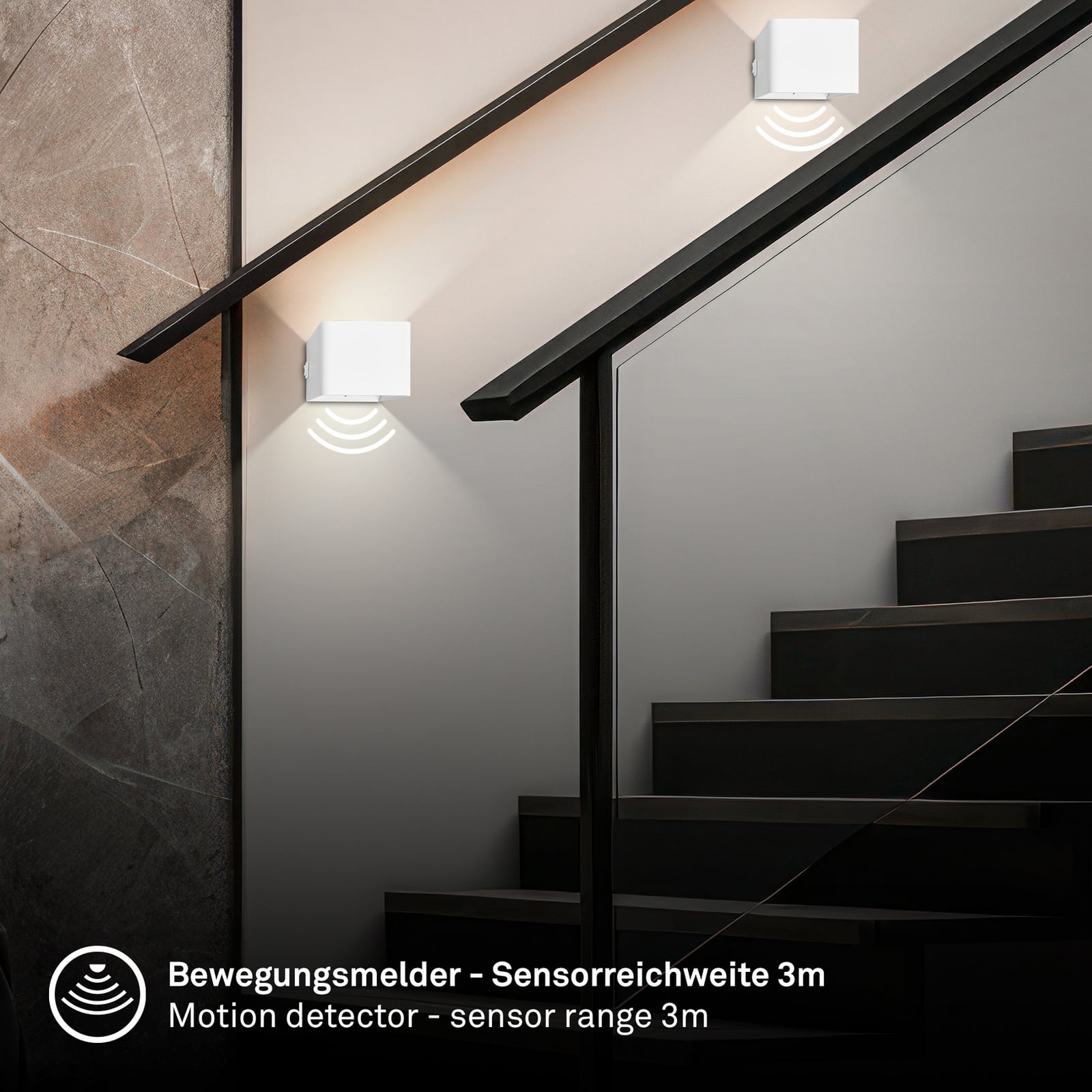 LED oppladbar vegglampe Barro hvit med bevegelsessensor magnetfeste