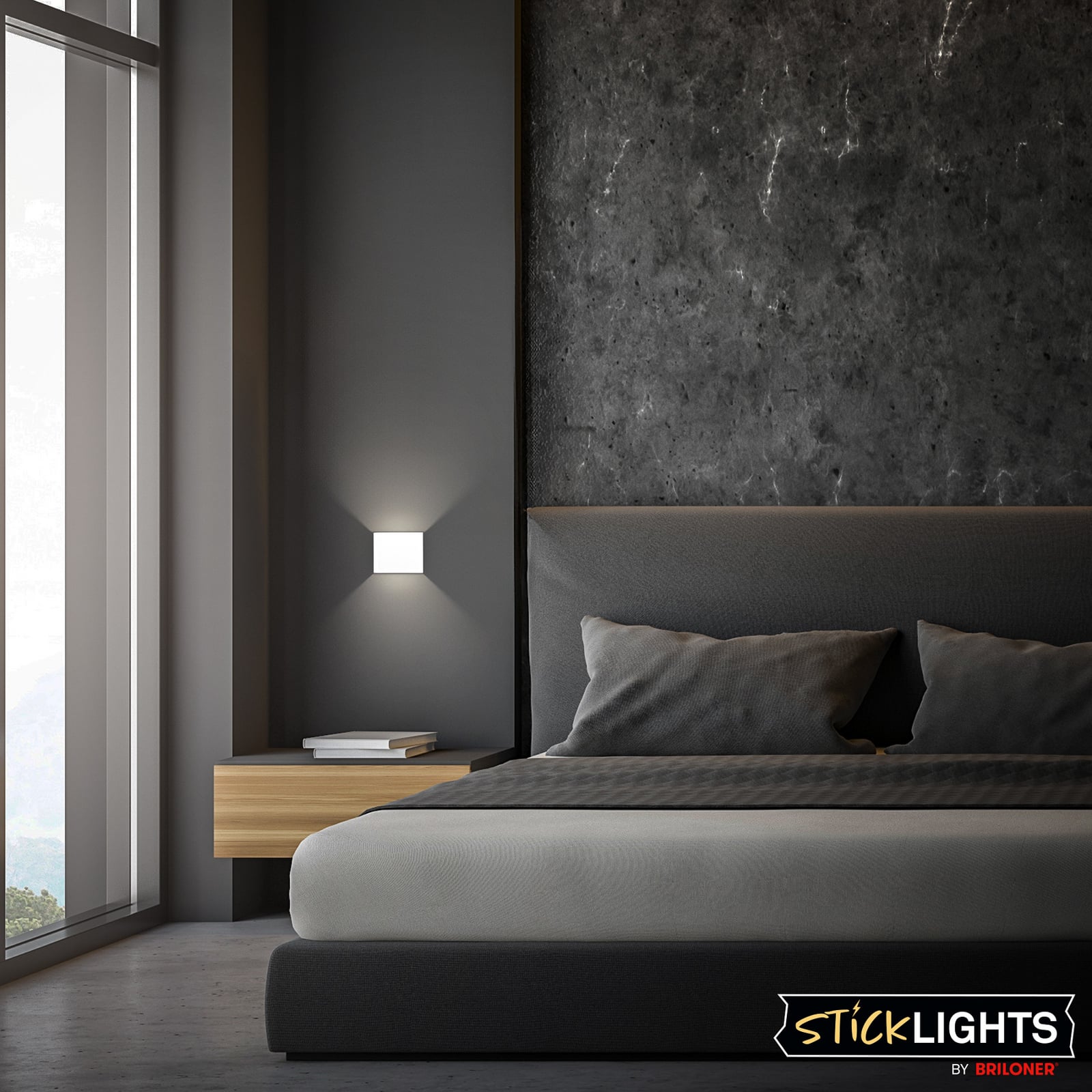 LED oppladbar vegglampe Barro hvit med bevegelsessensor USB-C ladekabel