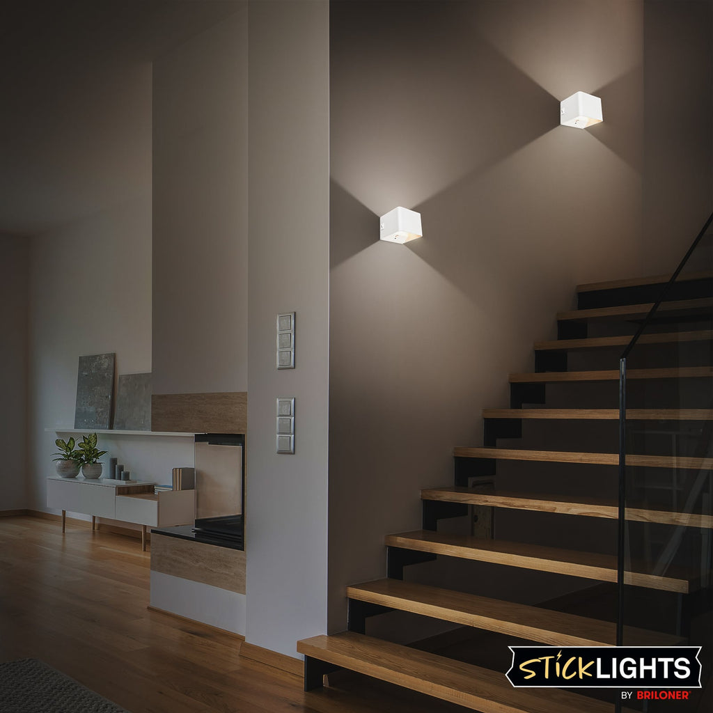 LED oppladbar vegglampe Barro hvit med bevegelsessensor bevegelsessensor