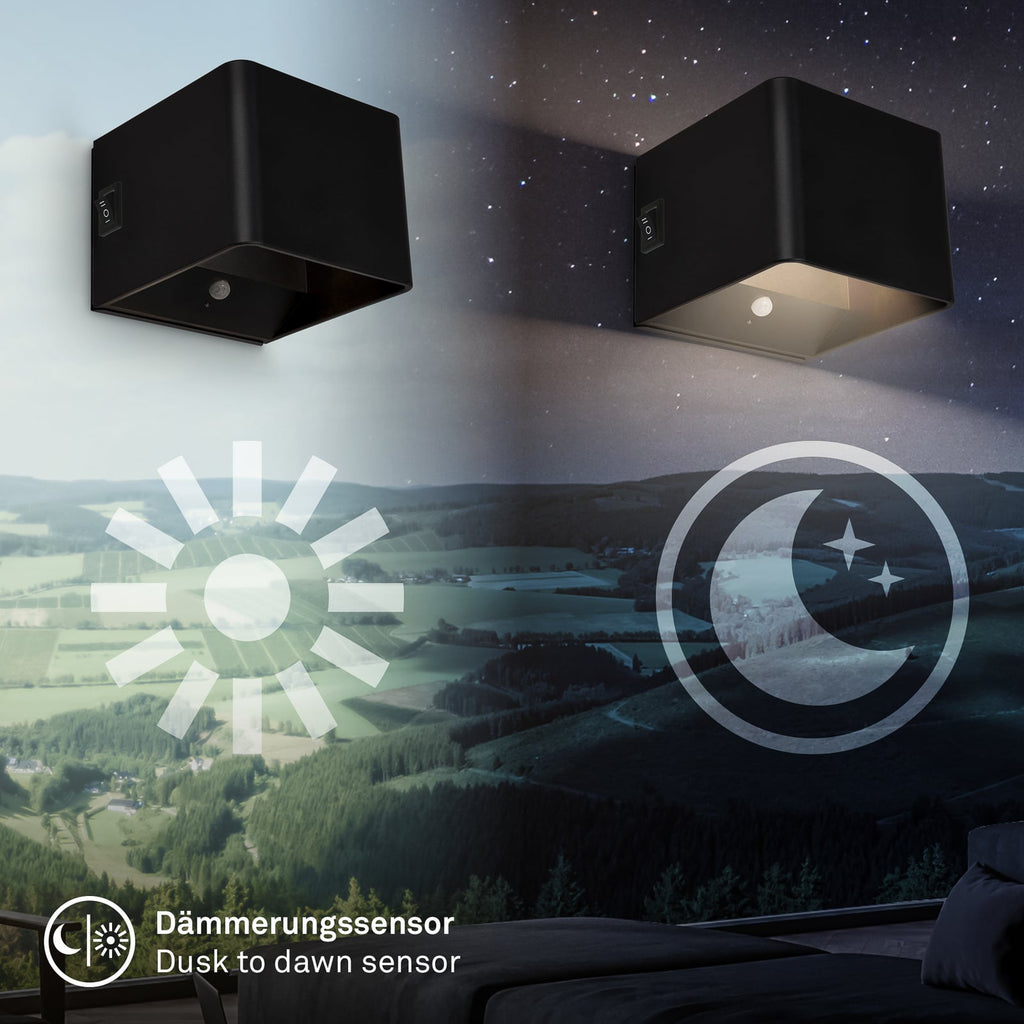 LED oppladbar vegglampe Barro svart metall bakside