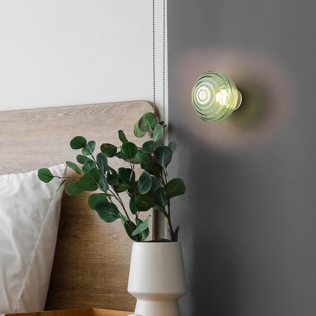 LED oppladbar vegglampe Earl glass Ø15,5 cm dimbar grønn bakside