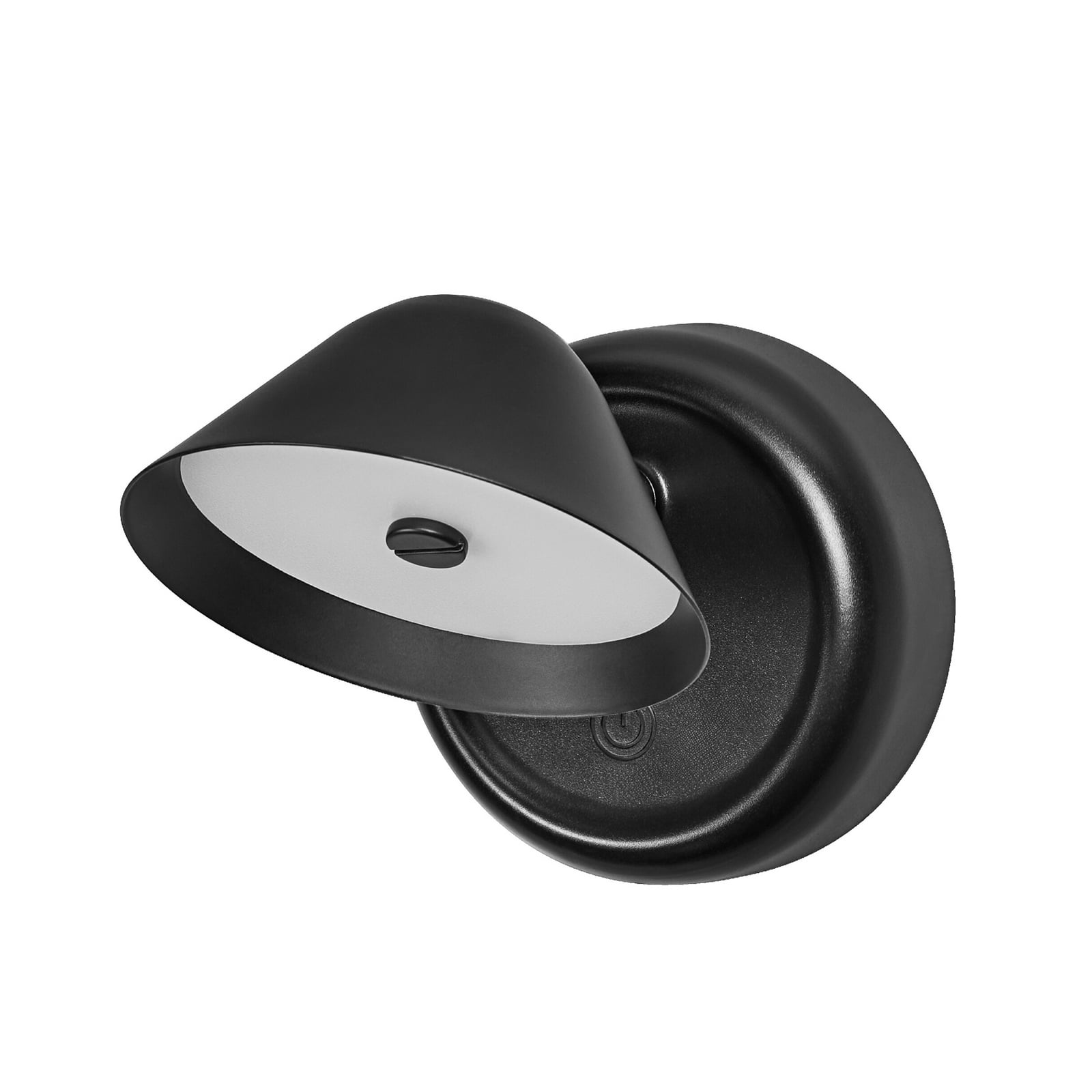 LED oppladbar vegglampe Nightlux Cone svart berøringsdimmer forfra