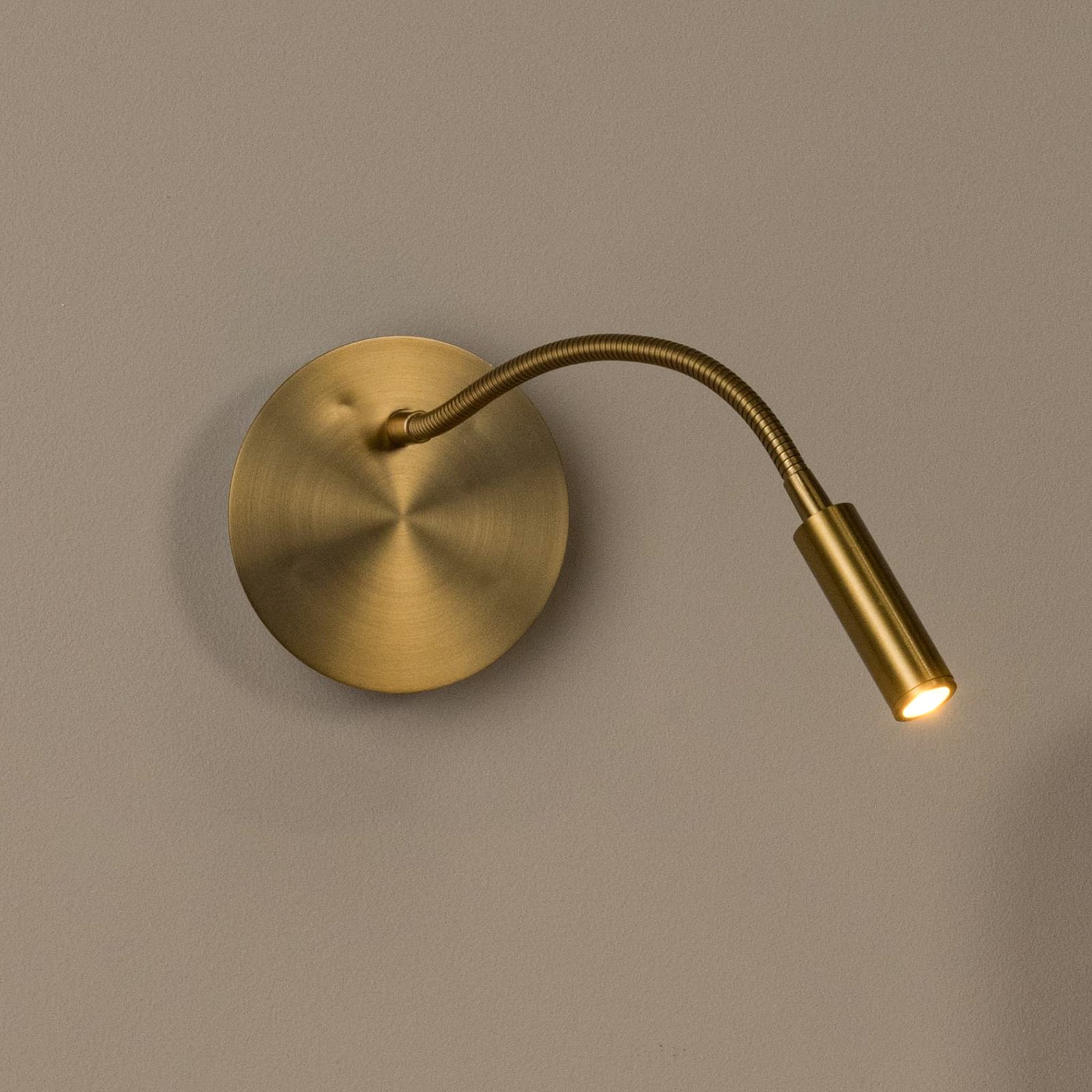 LED oppladbar veggspot Jolijn matt gull fleksarm Ø11 cm forfra