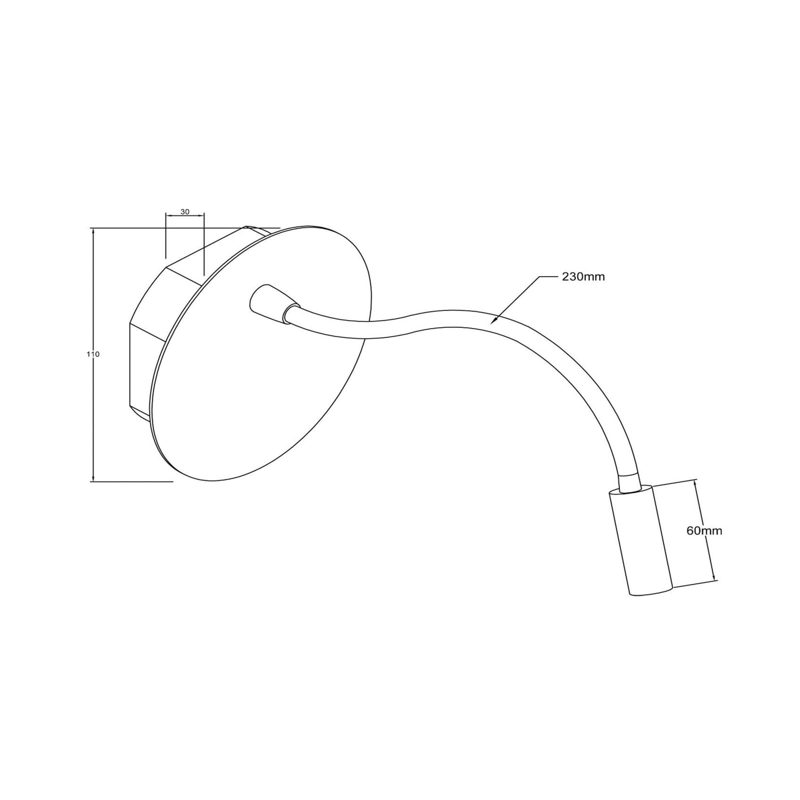 LED oppladbar veggspot Jolijn matt gull fleksarm Ø11 cm montert